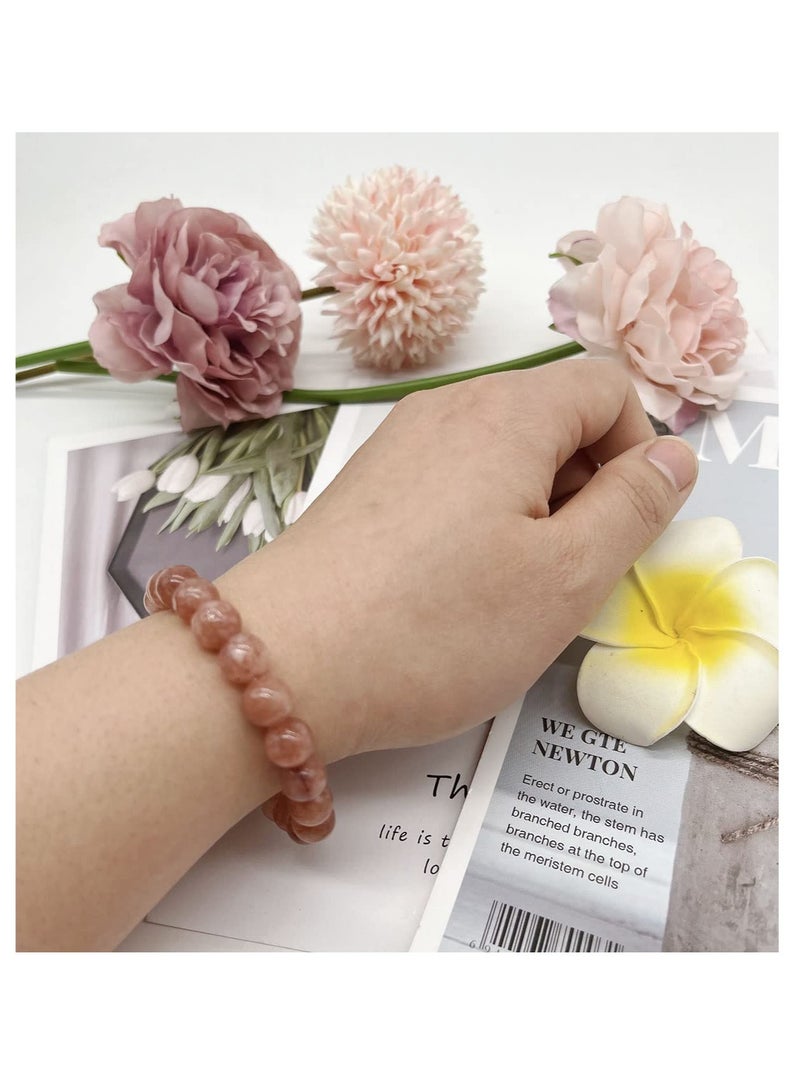 SYOSI 12PCS 8mm Semi-precious Beaded Bracelets for Men Women Healing Stretch Round Bead Crystal Gemstones Bracelets Unisex - Image 5