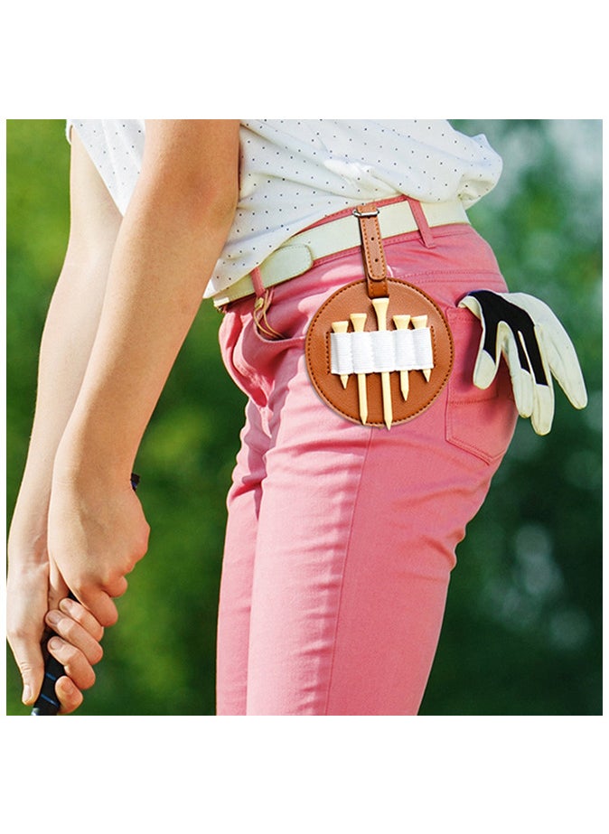 Generic Leather Golf Bag Tag with 10 Tees Set for Women Men Belt Storage  - Image 5