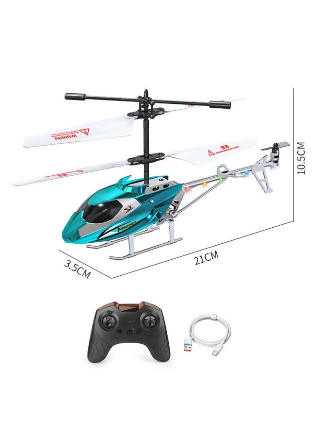 Remote Control Aircraft Fall-resistant Children's Toys Electric Charging Helicopter Unmanned Aerial Model Walking Device Model-one-year-old Generation-Color:2.5-channel Remote Control Helicopter (blue High-end Electroplating Model) With Colorful Light Bar - Image 1
