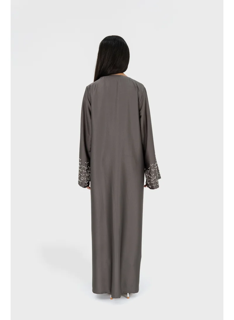Ophelia  MARA Abaya for Women – Elegant Dark Gray Full-Length Modest Abaya with Long Sleeves for Women | Best Price UAE
