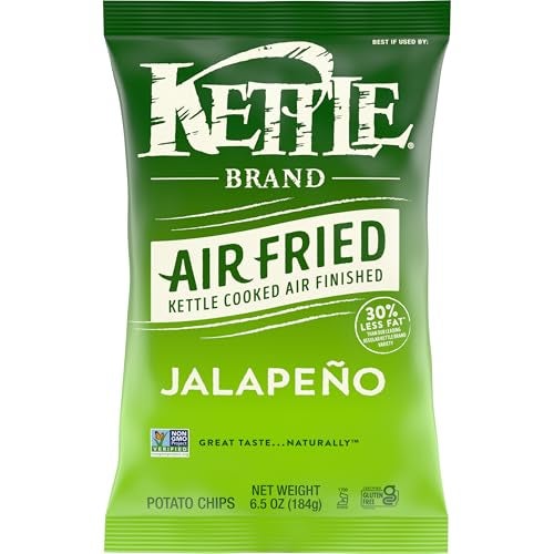 Kettle Brand Potato Chips, Air Fried Jalapeño Kettle Chips, 6.5 Oz Bag - Image 1