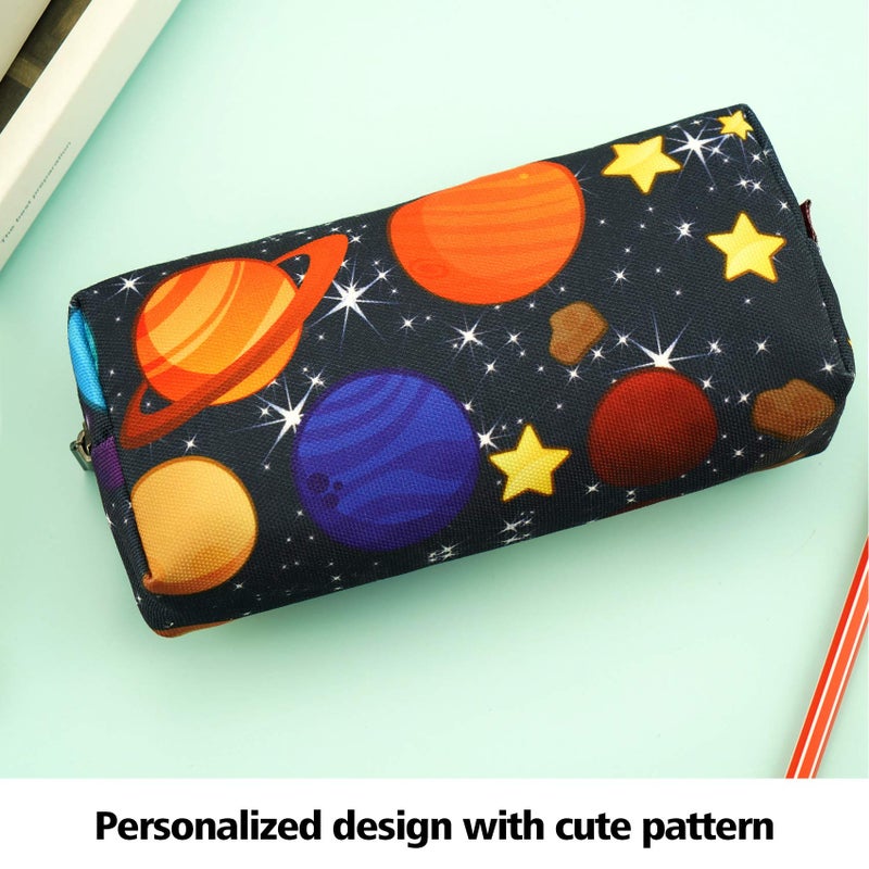 LParkin Space Canvas Galaxy Pencil Case Gifts Pen Bag Pouch Box Gadget Stationary Case Makeup Cosmetic Bag - Image 5