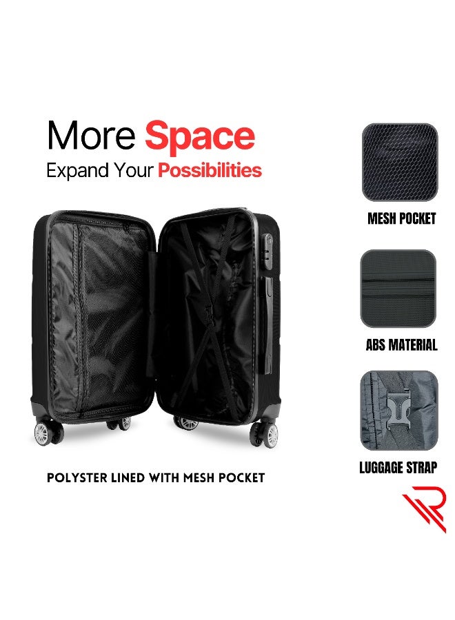Reflection ABS Cabin Luggage Airline Approved, Lightweight 20 Inch Luggage- 360° Silent Wheels, ABS Hard Suitcase Trolley, Spinner Wheels, Travel Luggage  (20-Inch , Black) - Image 3