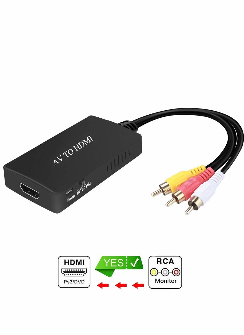 SYOSI - HDMI to RCA Converter  HDMI to AV 3RCA CVBs Composite Video Audio Converter Adapter Supports PAL NTSC for TV Stick Roku Apple TV PC Laptop Xbox HDTV - Image 1