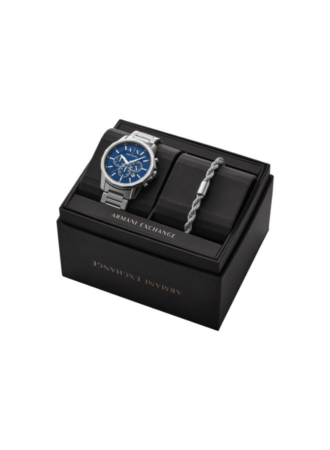ارماني اكسشينج Men Stainless Steel Chronograph Wrist Watch AX7176SET with A Matching Stainless Steel Rope Chain Bracelet - Image 4