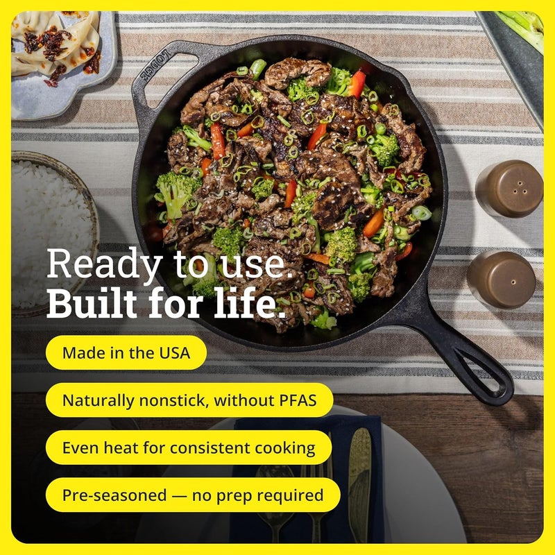 Lodge 12 Inch Pre-Seasoned Cast Iron Skillet - Versatile Frying Pan for Cooking - Image 5