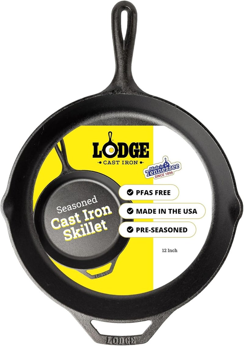 Lodge 12 Inch Pre-Seasoned Cast Iron Skillet - Versatile Frying Pan for Cooking - Image 1