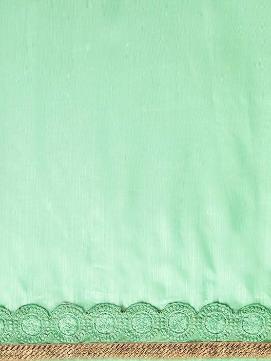 HEMOVIA Pure Fancy Georgette Embroidery Saree Rich Pallu Design Lace Zari Work Trendy Occassion Wear, women sarees With Unstitched Blouse Piece Embroidery Work sarees latest (Green-2) - Image 4