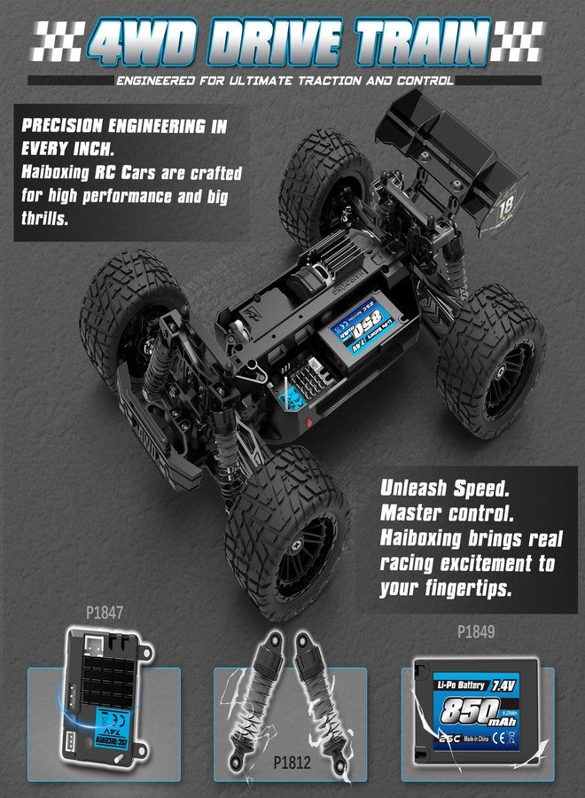 HAIBOXING سيارة هايبكسينغ 1:18 RC 18872 نموذج جديد شاحنة RC 4X4 على الطرق الوعرة، شاحنة تحكم عن بعد 2.4GHz بسرعة 36 كم/س إلكترونيات مقاومة للماء، بطاريتان ليثيوم بوليمر مزدوجتان مثبتتان مسبقًا واحتياطية في العلبة مدة تشغيل 35 دقيقة - Image 2