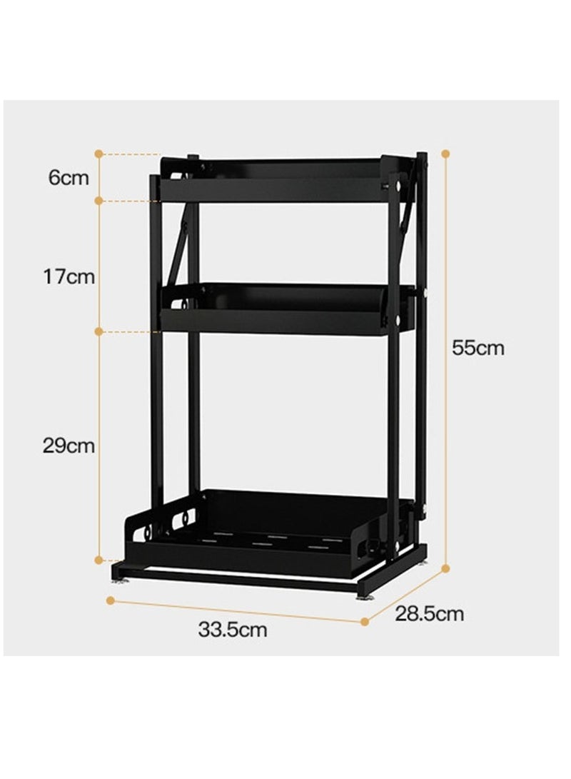 Organized Home Foldable kitchen spice rack 3-Tier Spice Rack Organizer with Storage Shelf Kitchen Rack Organizer for Spice Can Sauce Jars Bottle No Assembly Needed - Image 3