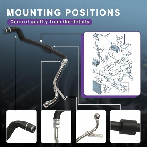Sprwinautummer 06J121492C Turbocharger Coolant LineTurbo Coolant Hose Return EA888 20T 06J121492M Replacement for VW CC GOLF JETTA PASSAT AUDI A3 S3 Q3 TT 20042018 Radiator Outlet Pipe Water Pipe - Image 3