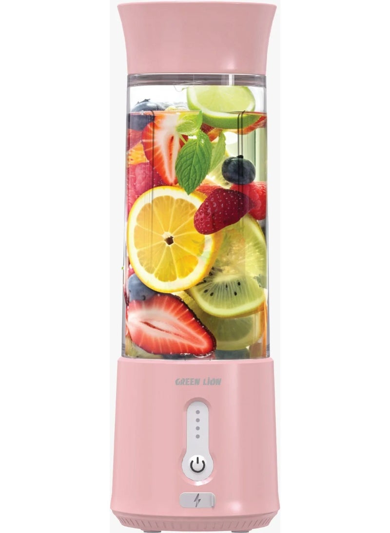 GREEN LION JET PLUS 6 Bladed Juicer 120W / 18000rpm Powerful Motor / High Speed / 500ml Jar Capacity / 304 Stainless Steel Blade / 2000mAh Battery / 20 Times Blending Cycle / 30 seconds Single Blend Time / juice Maker / Mixer/ Camping Blender / Gym / Home / Outdoor / Office / Baby Food Maker - Pink - Image 2