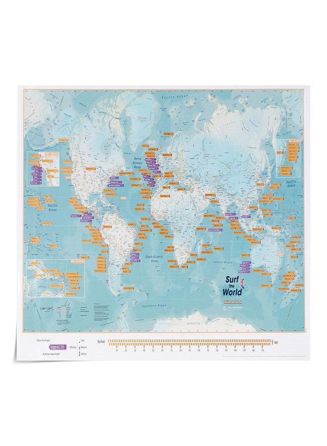 Maps International Scratch The World® Surf Map - 175 Surfing Sites Worldwide - 16.5 x 23.4 inches - Maps International - Image 1