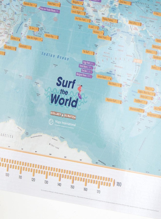 Maps International Scratch The World® Surf Map - 175 Surfing Sites Worldwide - 16.5 x 23.4 inches - Maps International - Image 4