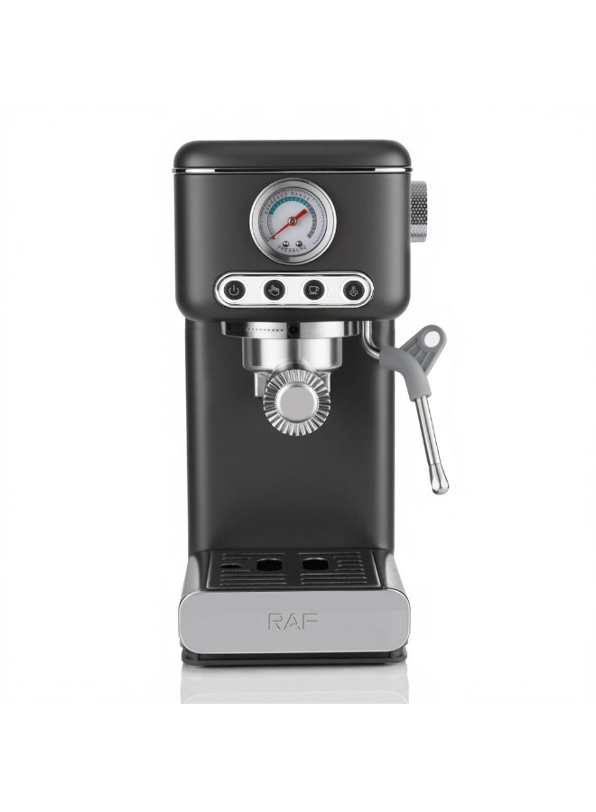 RAF Italian Espresso Coffee Machine – 1300W Semi-Automatic Maker with 1.2L Tank, Steam Wand Milk Frother, Dual Boiler Heating, Pressure Gauge & Easy-Clean Barista Design - Image 2
