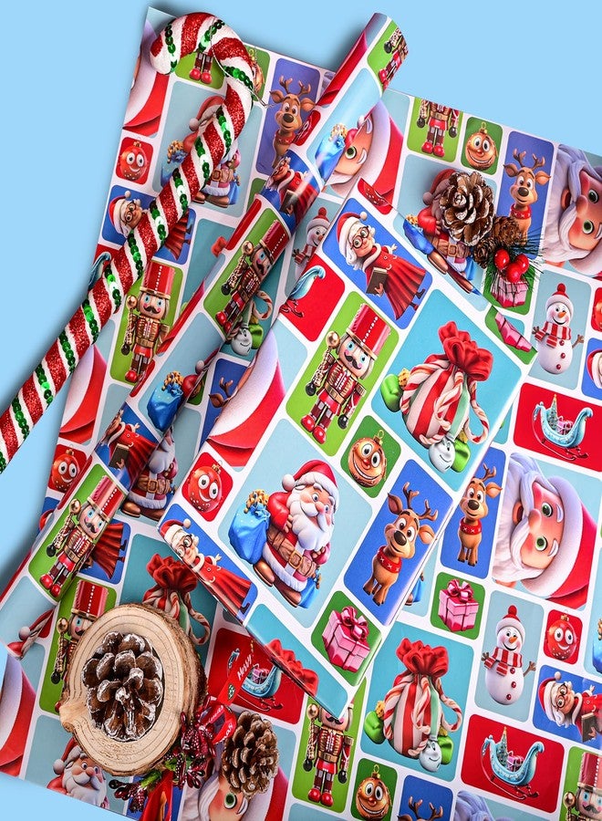 Vnaaem Funny Christmas Wrapping Paper Roll - Xmas Santa Claus, Reindeer, Nutcracker, Snowman Design Gift Wrap for Holiday Party Celebration, DIY Craft - 17 In X 20 Ft(Total 28.5sq.ft - Image 3