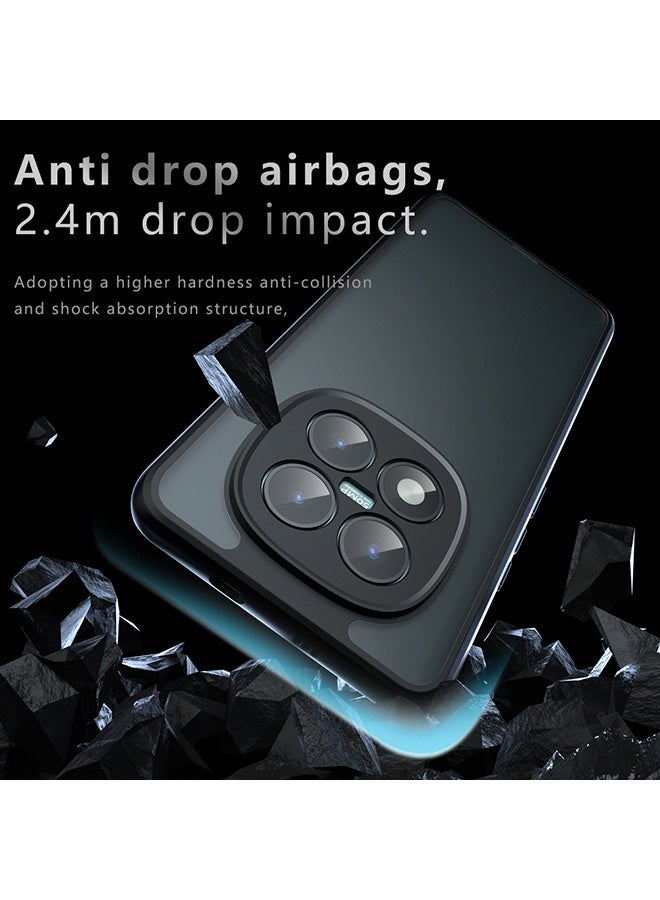 Case for Xiaomi Redmi Note 15 Pro+ 5G, Frosted Translucent Back Protective Slim Phone Cover, Anti-Fingerprints, Anti-Fall Drop Protection, Shockproof Case for Xiaomi Redmi Note 15 Pro Plus 5G (Black) - Image 2