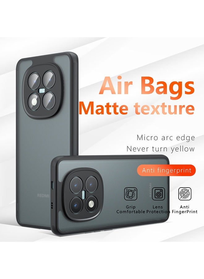 Case for Xiaomi Redmi Note 15 Pro+ 5G, Frosted Translucent Back Protective Slim Phone Cover, Anti-Fingerprints, Anti-Fall Drop Protection, Shockproof Case for Xiaomi Redmi Note 15 Pro Plus 5G (Black) - Image 1