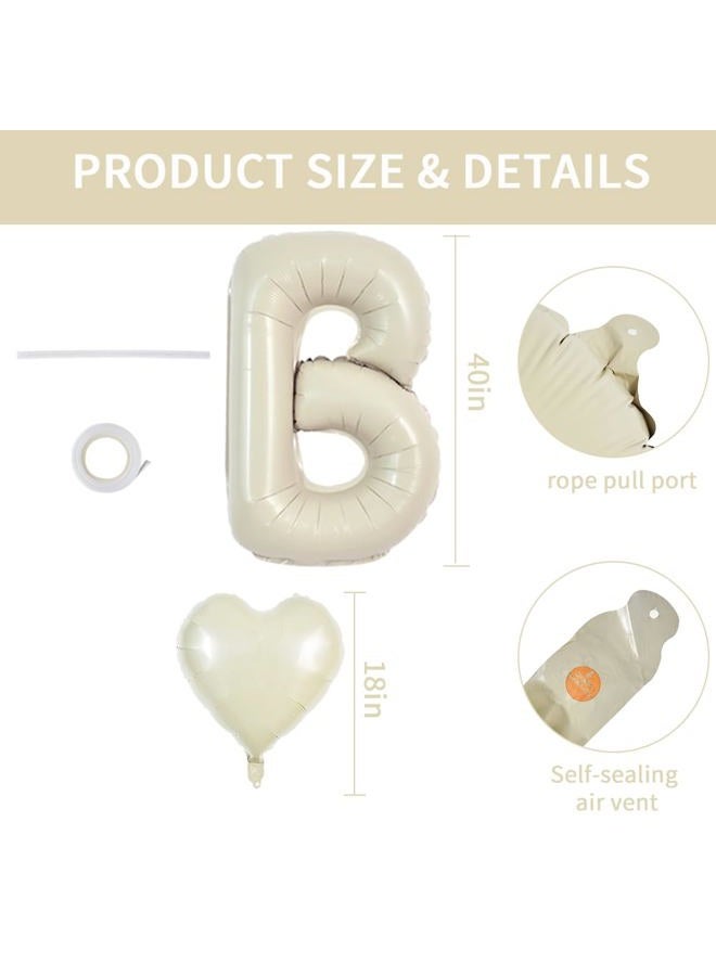 TONIFUL 40 Inch Large Cream White Balloons, Giant Jumbo Helium Foil Mylar Big Balloons Banner for Wedding Marriage Bridal Shower Engagement Bride To Be Party Decorations and Supplies - Image 2