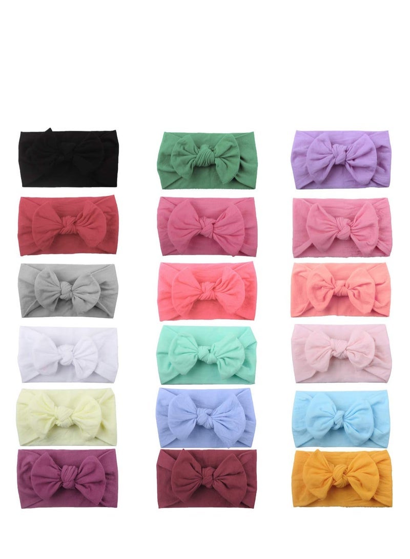 ECVV 18 Pieces Nylon Newborn Headbands Hair Bows Elastics Soft Bands Headwraps for Newborns Infants Toddlers - Image 2