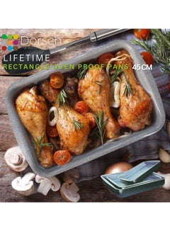 Dorsch Danish Design Non-Stick Rectangular Roasting Pan - Ceramic Coating, PTFE Free, TUV Tested, Oven Safe, PFOA Free, Scratch Resistant, Eco-Friendly, Easy to Clean, Even Heat Distribution (45 CM)  - Image 3