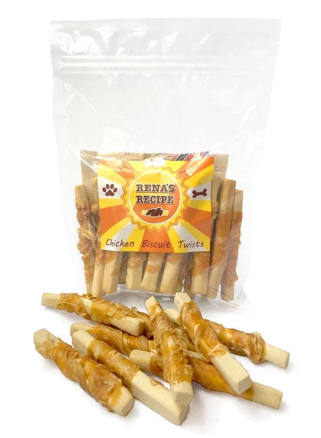 Rena's Recipe Chicken Biscuit Twists (8 oz) Crunchy Cage Free Chicken Biscuits with Glucosamine for Joint Health - Image 1