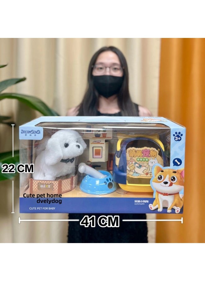 Children's Electric Plush Toy Simulation Can Walk Can Call Teddy Dog White Rabbit Pet Electric Toy Gift Box Wholesale-Color:996 [portable Gift Box] Electric Plush Bichon Frize  - Image 1
