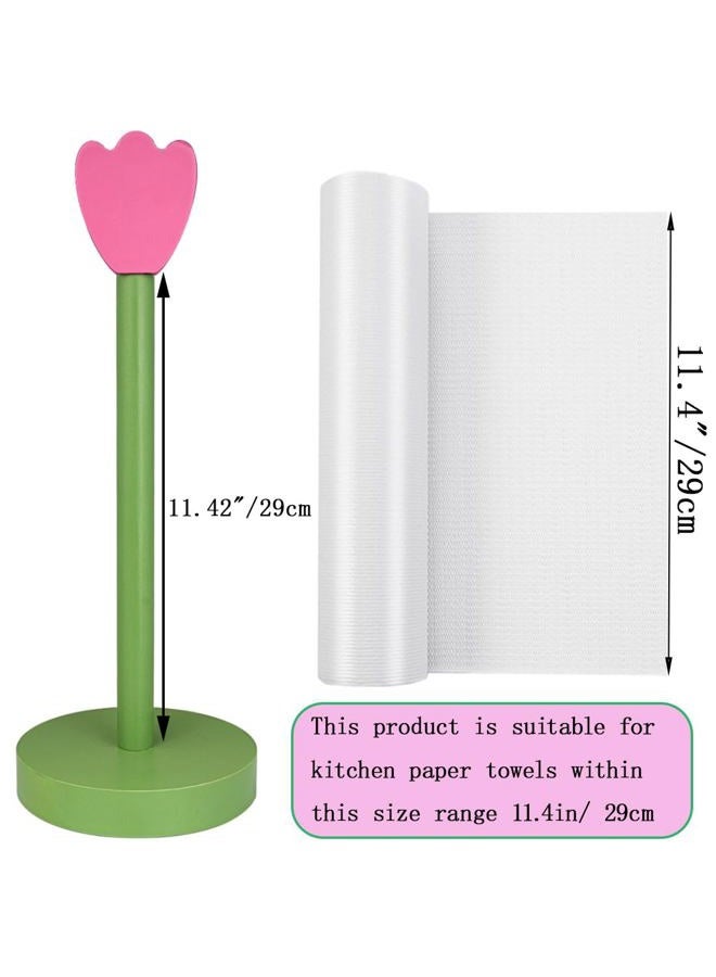 DBlosp Wooden Paper Towel Holder Stand, Cute Design Kitchen Paper Hanger Rack Bathroom Towel Roll Stand Organizer Simply Standing Countertop Paper Roll Holder,Home Decor（Flower 5.9inch x 15.1inch） - Image 3