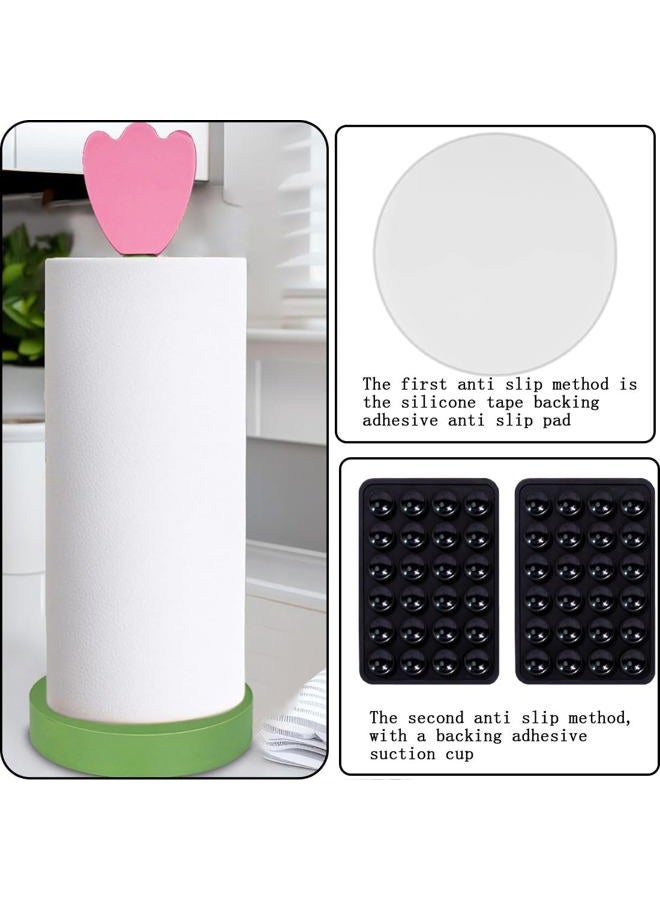 DBlosp Wooden Paper Towel Holder Stand, Cute Design Kitchen Paper Hanger Rack Bathroom Towel Roll Stand Organizer Simply Standing Countertop Paper Roll Holder,Home Decor（Flower 5.9inch x 15.1inch） - Image 4