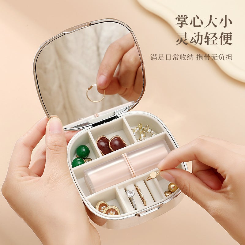 Electroplated Small Mirror Women'S Portable Cosmetic Mirror Small Size Cute Portable Foldable Dormitory Student Handheld Double-Sided Mirror - Image 3