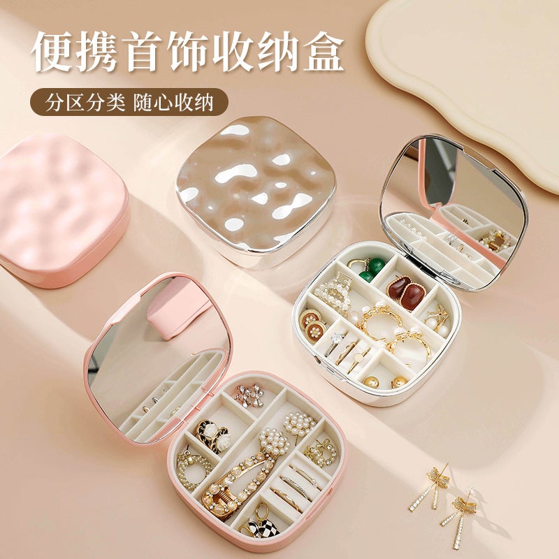 Electroplated Small Mirror Women'S Portable Cosmetic Mirror Small Size Cute Portable Foldable Dormitory Student Handheld Double-Sided Mirror - Image 2
