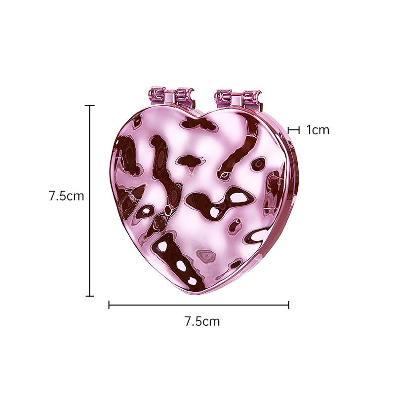 Electroplated Small Mirror Women'S Portable Cosmetic Mirror Small Size Cute Portable Foldable Dormitory Student Handheld Double-Sided Mirror - Image 1