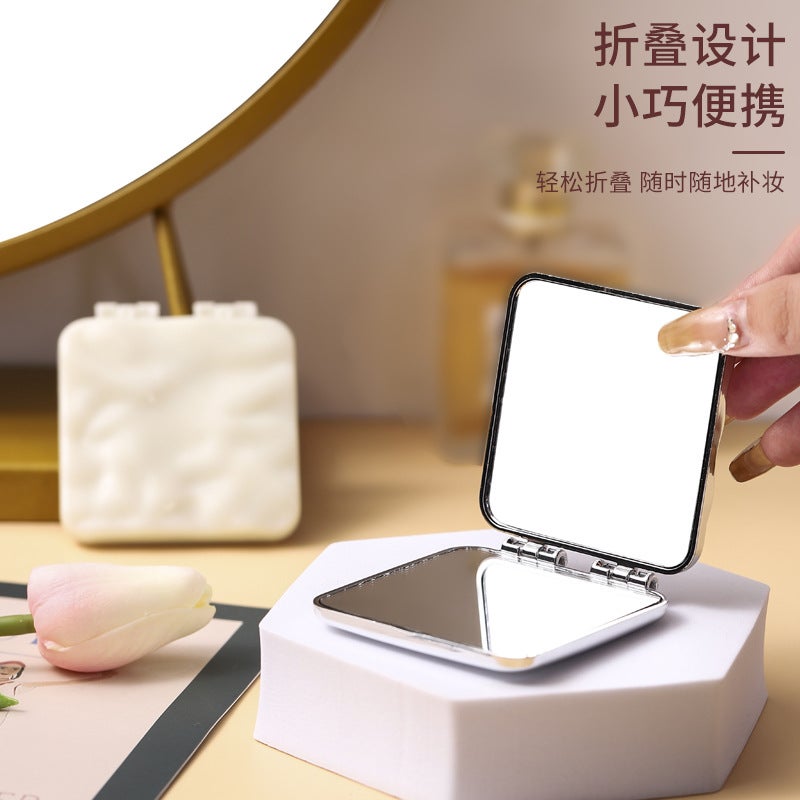 Electroplated Small Mirror Women'S Portable Cosmetic Mirror Small Size Cute Portable Foldable Dormitory Student Handheld Double-Sided Mirror - Image 5