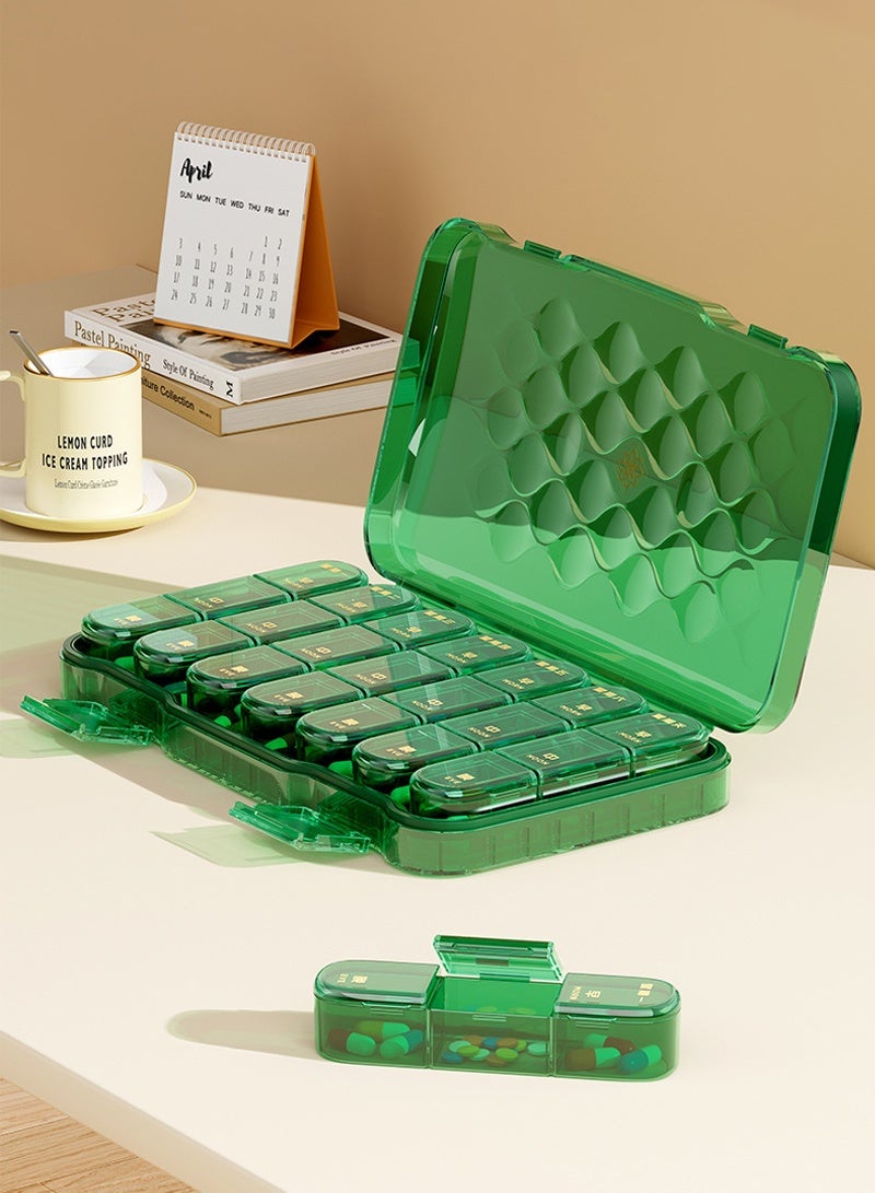 lebonaer Large Capacity Weekly Pill Box, 7-Day Medicine Organizer Medicine Dispenser Translucent Compartment Container for Multi Vitamins Pills Medicine - Image 4