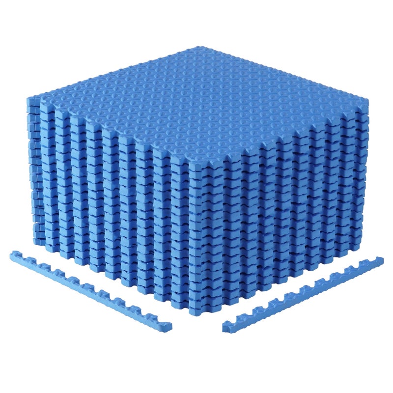 CAP Barbell 3/4 Inch Interlocking EVA Foam Exercise Puzzle Mat Home Gym Flooring - 3 Pack | 24" x 24" x 3/4" | Diamond Pattern - Blue - Image 1
