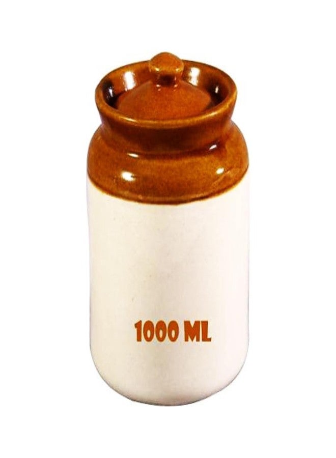 GRILIX Ceramic Pickle Jar with Lid – 1000 ml | Traditional Handmade Kitchen Storage Container for Pickles, Spices, Chutneys & Snacks – Multicolor, 1 Piece - Image 1