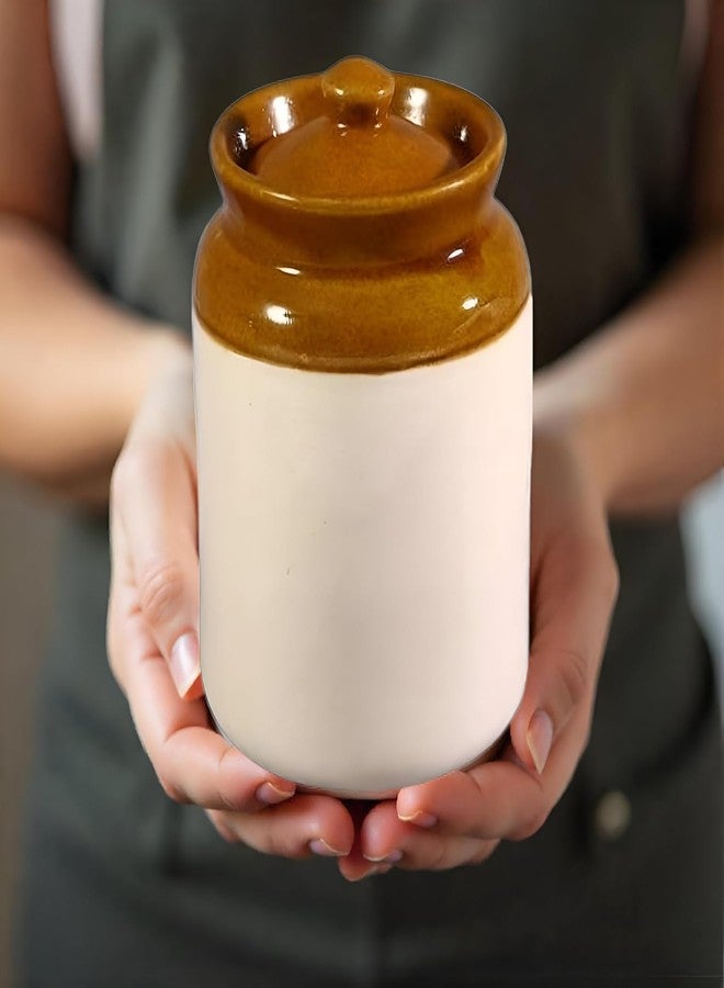 GRILIX Ceramic Pickle Jar with Lid – 1000 ml | Traditional Handmade Kitchen Storage Container for Pickles, Spices, Chutneys & Snacks – Multicolor, 1 Piece - Image 5