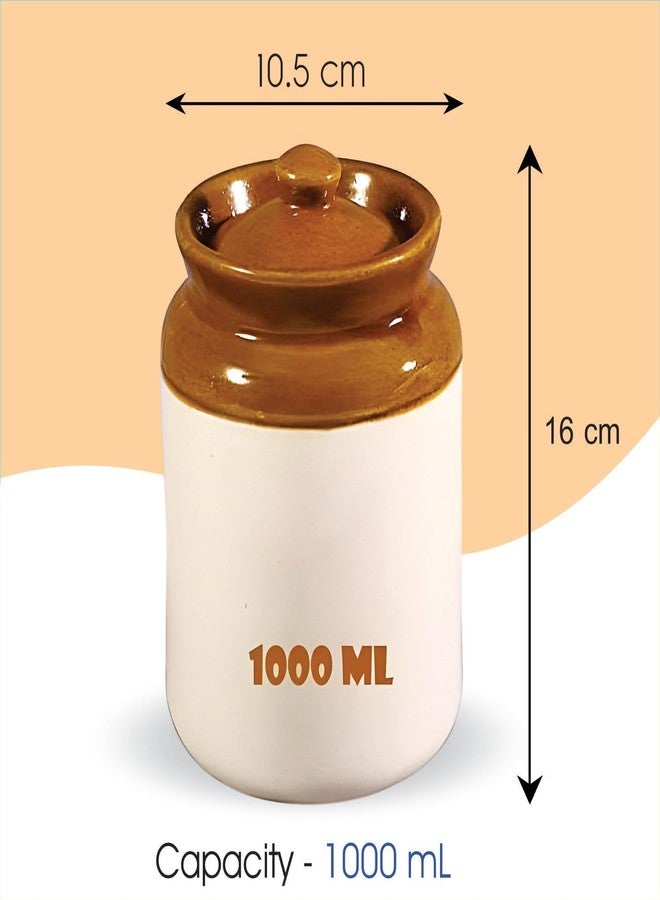 GRILIX Ceramic Pickle Jar with Lid – 1000 ml | Traditional Handmade Kitchen Storage Container for Pickles, Spices, Chutneys & Snacks – Multicolor, 1 Piece - Image 3