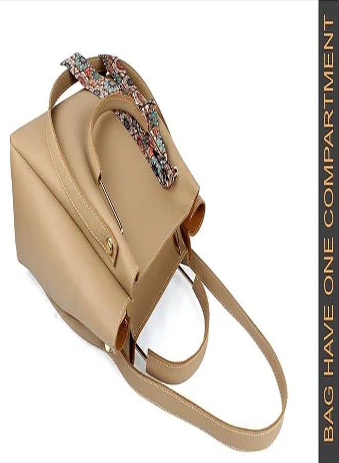 ARONPRO Handbags For Women Ladies Pu Leather Attractive Combo of 3 Shoulder Bag, Sling Bag, Coin Purse (Cream) - Image 4