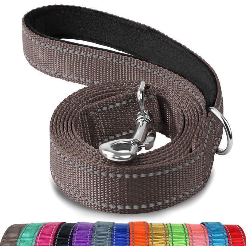 Joytale Double-Sided Reflective Dog Leash Heavy Duty,6 FT/5 FT/4 FT, Padded Handle Nylon Dogs Leashes for Small & Medium Dogs Walking, Brown, 6FT - Image 1