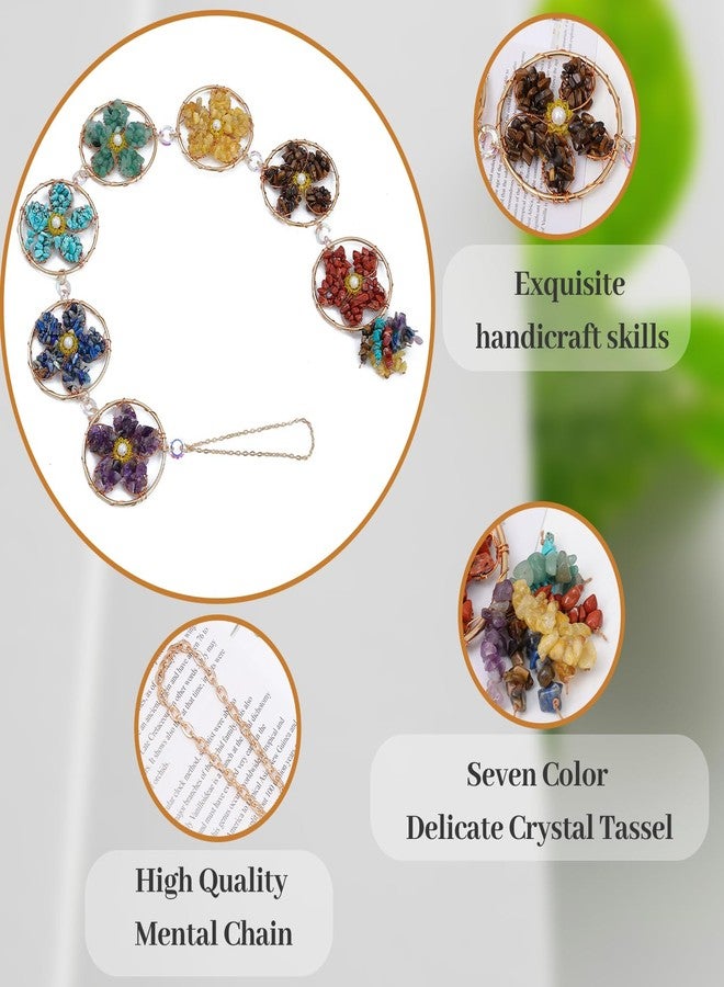 Dreamocean 7 Chakra Healing Crystals Hanging Ornament，Handmade Flower Chakra Stones Natrual Gemstones Wall Hanging Ornaments for Home Decor Yoga Meditation(7 Chakra Flower) - Image 3