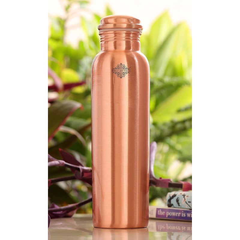 INDIAN ART VILLA INDIAN ART VILLA Lacquer Coated Matt Finish Copper Leak Proof Bottle Storage Water 750 ML Each Set of 3  - Image 4