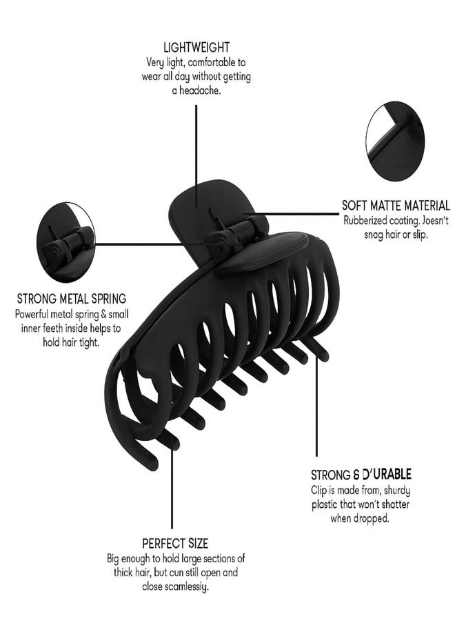 ANNACREATIONS ANNA CREATIONS 4 Pcs Large Matte Hair Claw Clips for Women and Girls, Strong Hold Non-Slip Hair Clutcher for Thick and Thin Hair, Durable Design Hair Clips (Black) - Image 4
