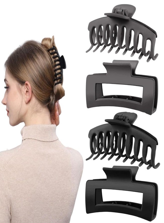 ANNACREATIONS ANNA CREATIONS 4 Pcs Large Matte Hair Claw Clips for Women and Girls, Strong Hold Non-Slip Hair Clutcher for Thick and Thin Hair, Durable Design Hair Clips (Black) - Image 1
