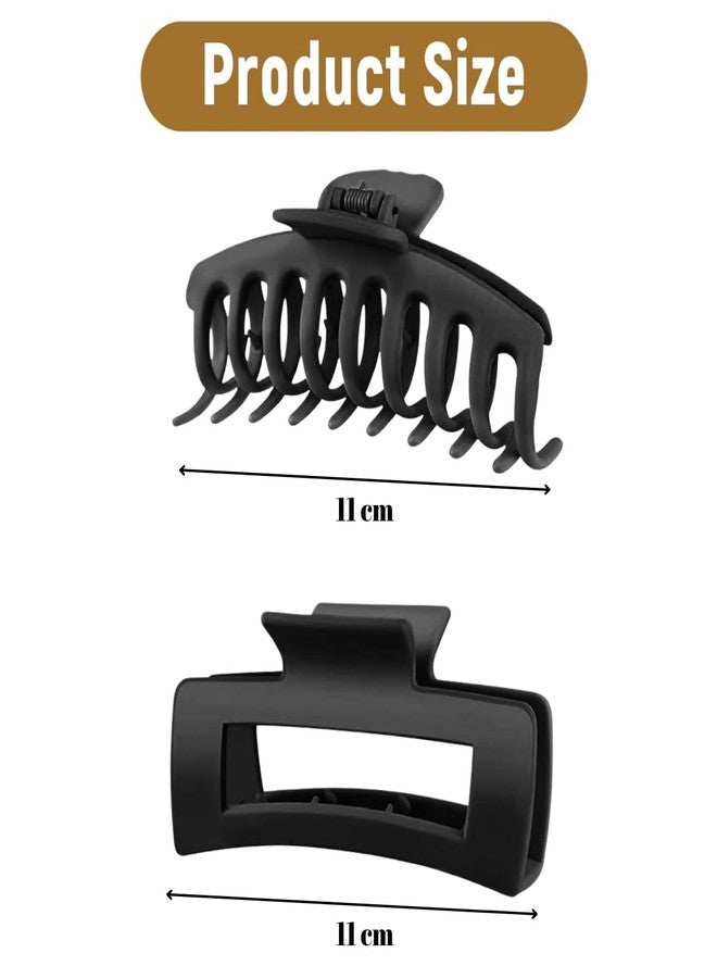 ANNACREATIONS ANNA CREATIONS 4 Pcs Large Matte Hair Claw Clips for Women and Girls, Strong Hold Non-Slip Hair Clutcher for Thick and Thin Hair, Durable Design Hair Clips (Black) - Image 2