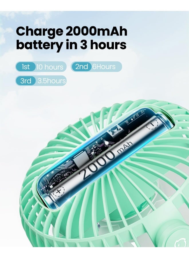Gaiatop Mini Portable Stroller Fan, Battery Operated Small Clip on, Detachable 3 Speed Rechargeable, 360Â° Rotate Flexible Tripod Better Cooling for Car Seat Crib Treadmill Travel Green - Image 5