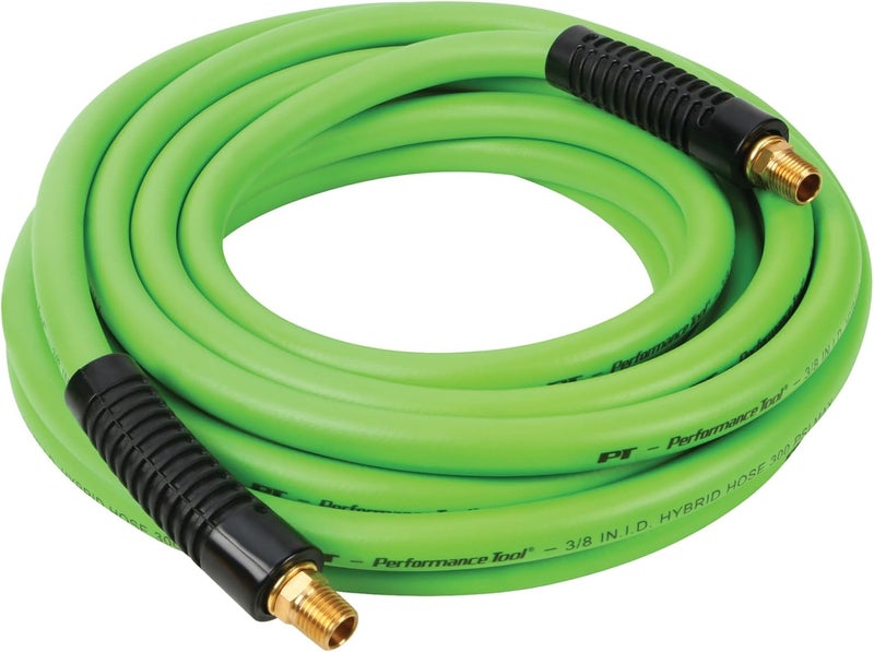 Performance Tool M628 3/8-Inch x 25' Hybrid Air Hose - Flexible and Durable - Image 1