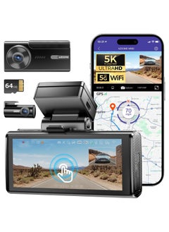 AZDOME 5K 2 Channel Front + Rear Dash Cam M580-2CH, 4" Touchscreen Car Camera, 5G WiFi GPS, 4K+1080P, IR Night Vision Driving Recorder, G-Sensor Parking Mode, 64GB Card included  - Image 1