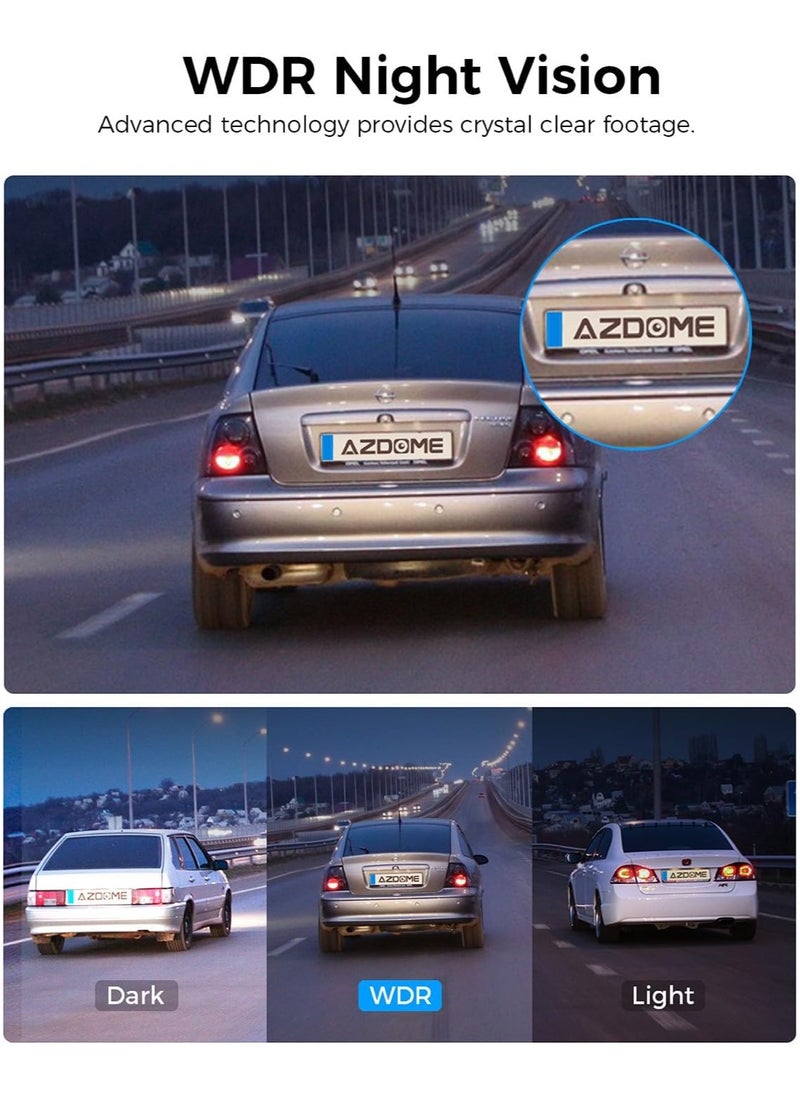 AZDOME - كاميرا سيارة 5K 2 قناة أمامية + خلفية M580-2CH، شاشة تعمل باللمس 4 بوصات، نظام تحديد المواقع العالمي (GPS) 5G WiFi، 4K + 1080P، مسجل قيادة للرؤية الليلية بالأشعة تحت الحمراء، وضع ركن السيارة بمستشعر G، بطاقة 64 جيجابايت متضمنة - Image 1