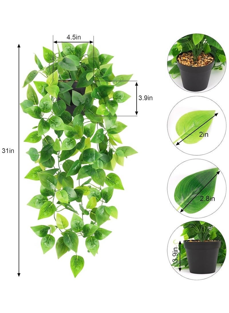 Bukela 2 Sets Artificial Plants, Hanging Artificial Plants, Artificial Trees, Small Artificial Trees, Decorative Trees, Plant, with 9 cm Pot - Image 3